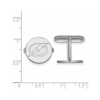 Sterling Silver Rhodium-plated NHL LogoArt Tampa Bay Lightning Cuff Links
