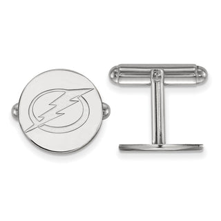 Sterling Silver Rhodium-plated NHL LogoArt Tampa Bay Lightning Cuff Links