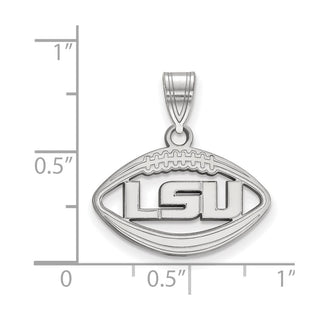 Sterling Silver Rhodium-plated LogoArt Louisiana State University L-S-U Football Pendant