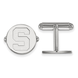 Sterling Silver Rhodium-plated LogoArt Michigan State University Letter S Cuff Links