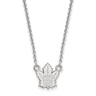 Sterling Silver Rhodium-plated NHL LogoArt Toronto Maple Leafs Small Pendant 18 inch Necklace