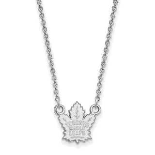 14k White Gold NHL LogoArt Toronto Maple Leafs Small Pendant 18 inch Necklace