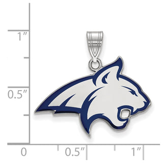 Sterling Silver Rhodium-plated LogoArt Montana State University Bobcat Large Enameled Pendant