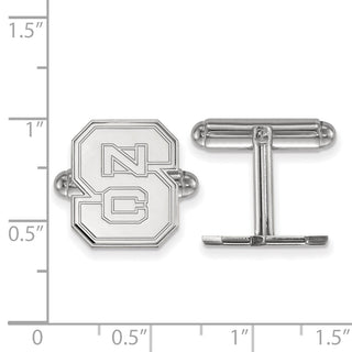 Sterling Silver Rhodium-plated LogoArt North Carolina State University N-C-S Cuff Links