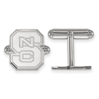Sterling Silver Rhodium-plated LogoArt North Carolina State University N-C-S Cuff Links