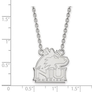 Sterling Silver Rhodium-plated LogoArt Northern Illinois University N-I-U Huskies Medium Pendant 18 inch Necklace