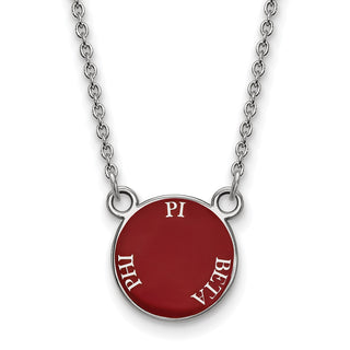 Sterling Silver Rhodium-plated LogoArt Pi Beta Phi Sorority Text Small Color Enamel Pendant 18 inch Necklace SS012PBP-18