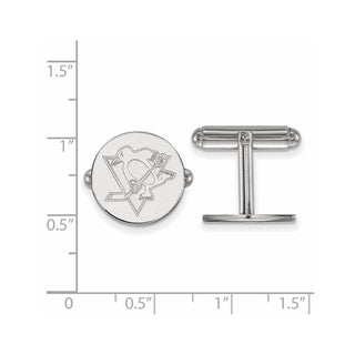 Sterling Silver Rhodium-plated NHL LogoArt Pittsburgh Penguins Cuff Links