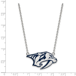 Sterling Silver Rhodium-plated NHL LogoArt Nashville Predators Large Enameled Pendant 18 inch Necklace