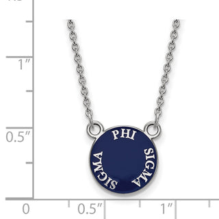 Sterling Silver Rhodium-plated LogoArt Phi Sigma Sigma Sorority Text Small Color Enamel Pendant 18 inch Necklace SS012PSS-18