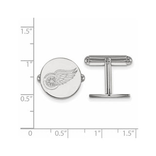 Sterling Silver Rhodium-plated NHL LogoArt Detroit Red Wings Cuff Links