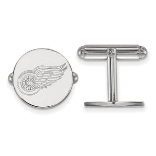 Sterling Silver Rhodium-plated NHL LogoArt Detroit Red Wings Cuff Links
