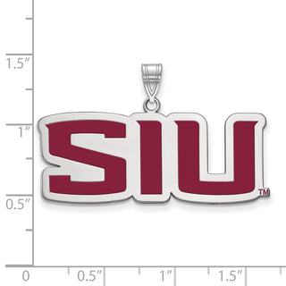 Sterling Silver Rhodium-plated LogoArt Southern Illinois University S-I-U Large Enameled Pendant
