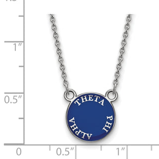 Sterling Silver Rhodium-plated LogoArt Theta Phi Alpha Sorority Text Small Color Enamel Pendant 18 inch Necklace SS012TPA-18