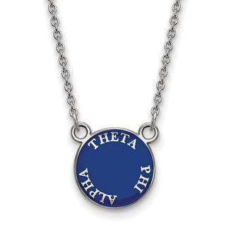 Sterling Silver Rhodium-plated LogoArt Theta Phi Alpha Sorority Text Small Color Enamel Pendant 18 inch Necklace SS012TPA-18