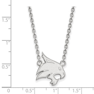14k White Gold LogoArt Texas State University Bobcat Large Pendant 18 inch Necklace