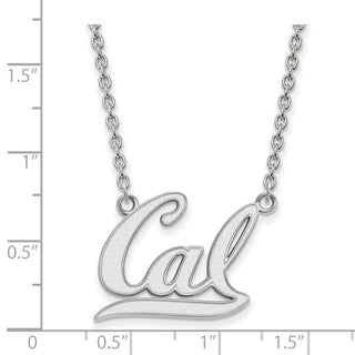 14k White Gold LogoArt University of California Berkeley Large Pendant 18 inch Necklace