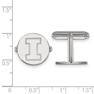 Sterling Silver Rhodium-plated LogoArt University of Illinois Letter I Cuff Links