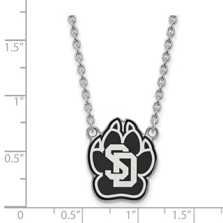 Sterling Silver Rhodium-plated LogoArt University of South Dakota Large Enameled Pendant 18 inch Necklace