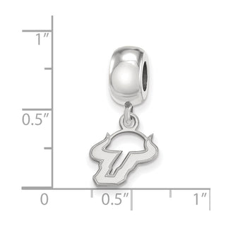 Sterling Silver Rhodium-plated LogoArt University of South Florida Bull Extra Small Dangle Bead Charm