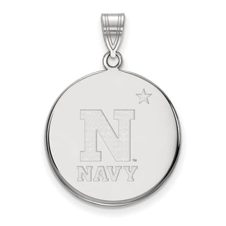 Sterling Silver Rhodium-plated LogoArt US Naval Academy Large Disc Pendant