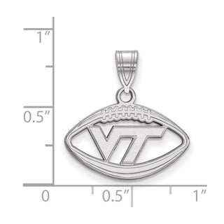 Sterling Silver Rhodium-plated LogoArt Virginia Tech V-T Football Pendant SS012VTE