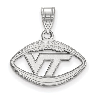 Sterling Silver Rhodium-plated LogoArt Virginia Tech V-T Football Pendant SS012VTE