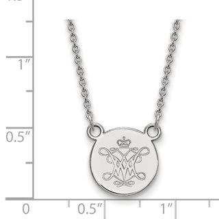Sterling Silver Rhodium-plated LogoArt College of William and Mary Small Disc Pendant 18 inch Necklace