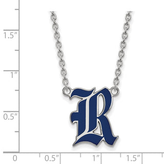 Sterling Silver Rhodium-plated LogoArt Rice University Letter R Large Enameled Pendant 18 inch Necklace