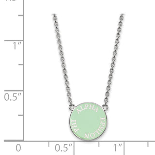Sterling Silver Rhodium-plated LogoArt Alpha Epsilon Phi Sorority Text Small Color Enamel Pendant 18 inch Necklace SS013AEP-18