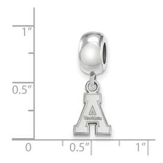 Sterling Silver Rhodium-plated LogoArt Appalachian State University Extra Small Dangle Bead Charm