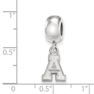 Sterling Silver Rhodium-plated LogoArt Appalachian State University Extra Small Dangle Bead Charm