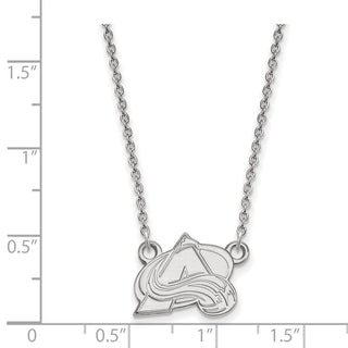 14k White Gold NHL LogoArt Colorado Avalanche Letter A Small Pendant 18 inch Necklace
