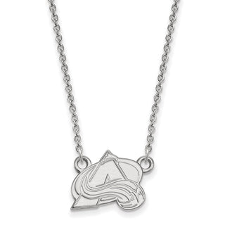 10k White Gold NHL LogoArt Colorado Avalanche Letter A Small Pendant 18 inch Necklace