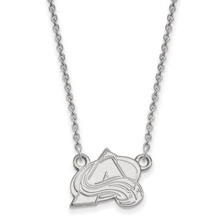Sterling Silver Rhodium-plated NHL LogoArt Colorado Avalanche Letter A Small Pendant 18 inch Necklace