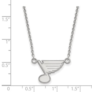 10k White Gold NHL LogoArt St. Louis Blues Small Pendant 18 inch Necklace