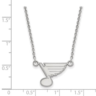10k White Gold NHL LogoArt St. Louis Blues Small Pendant 18 inch Necklace