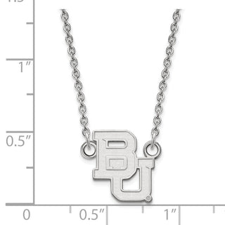 10k White Gold LogoArt Baylor University Bears Small Pendant 18 inch Necklace