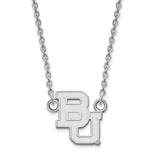 14k White Gold LogoArt Baylor University Bears Small Pendant 18 inch Necklace