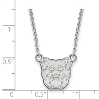 Sterling Silver Rhodium-plated LogoArt Butler University Bulldog Small Pendant 18 inch Necklace
