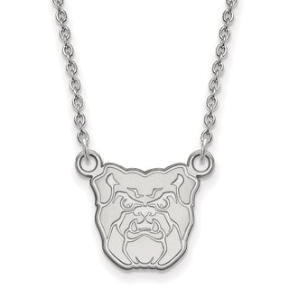 Sterling Silver Rhodium-plated LogoArt Butler University Bulldog Small Pendant 18 inch Necklace