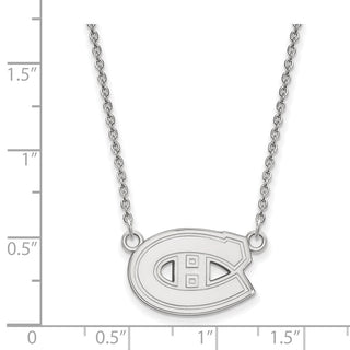 Sterling Silver Rhodium-plated NHL LogoArt Montreal Canadiens Small Pendant 18 inch Necklace