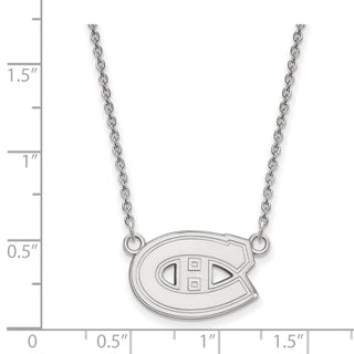 10k White Gold NHL LogoArt Montreal Canadiens Small Pendant 18 inch Necklace