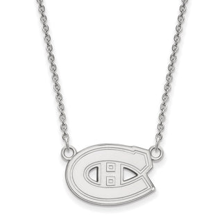 Sterling Silver Rhodium-plated NHL LogoArt Montreal Canadiens Small Pendant 18 inch Necklace