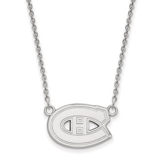 10k White Gold NHL LogoArt Montreal Canadiens Small Pendant 18 inch Necklace