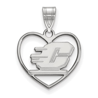 Sterling Silver Rhodium-plated LogoArt Central Michigan University Letter C Heart Pendant