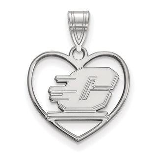 Sterling Silver Rhodium-plated LogoArt Central Michigan University Letter C Heart Pendant