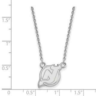 Sterling Silver Rhodium-plated NHL LogoArt New Jersey Devils Small Pendant 18 inch Necklace