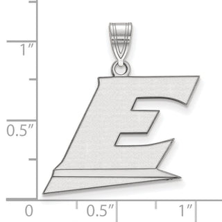 10k White Gold LogoArt Eastern Kentucky University Letter E Large Pendant