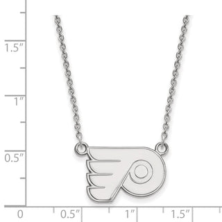 10k White Gold NHL LogoArt Philadelphia Flyers Small Pendant 18 inch Necklace